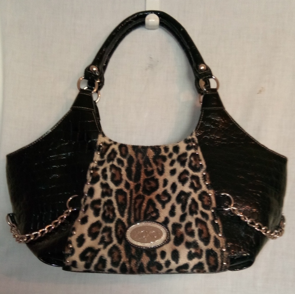 XOXO Cheetah/Pleather Chain Purse